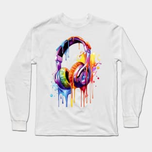 Retro Melting Headphones Long Sleeve T-Shirt